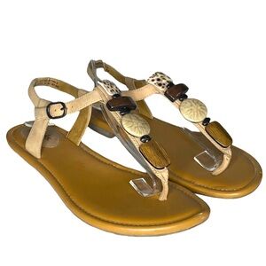 Clarks Artisan Leather Beaded Thong Sandal Size 7